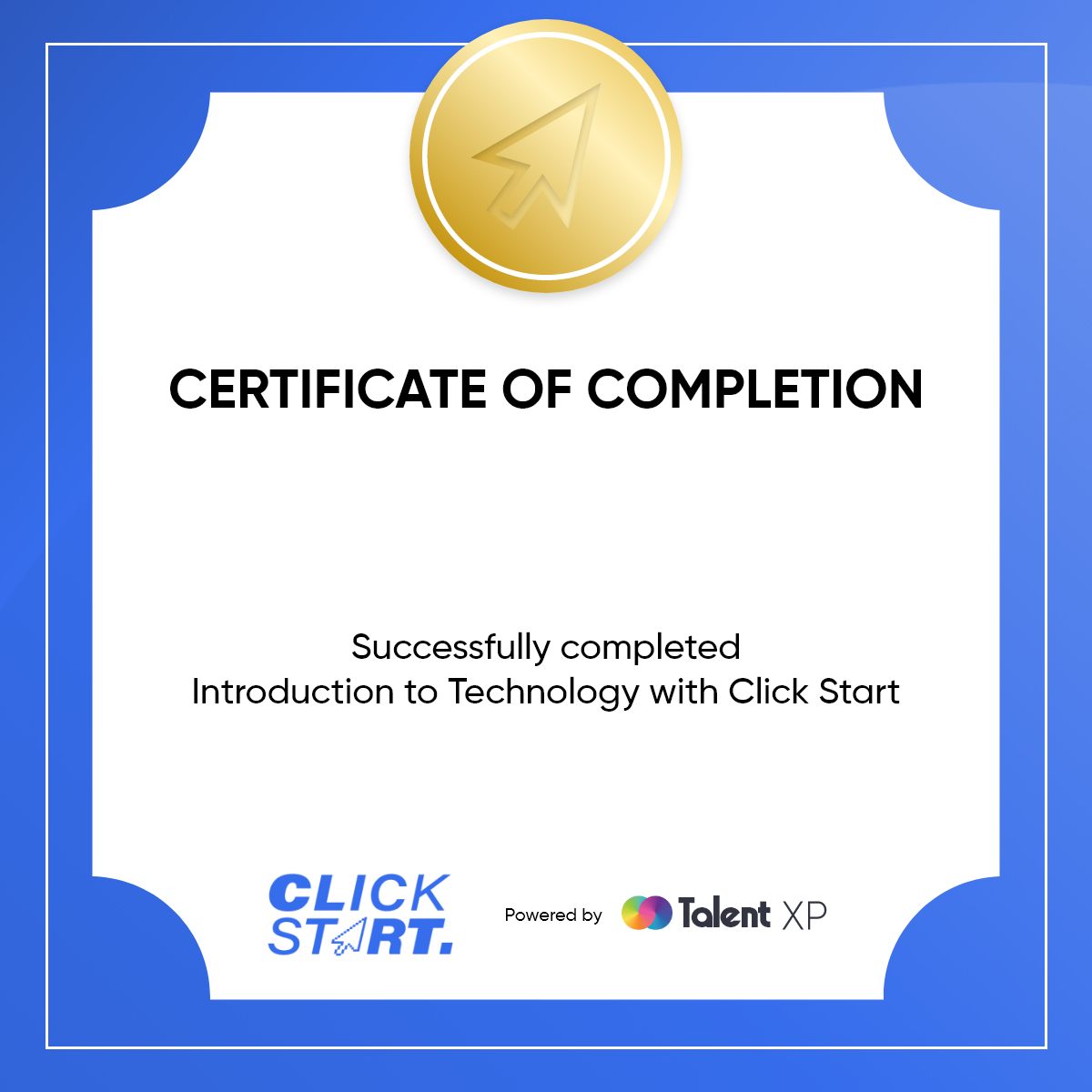 Certificate for Introduction to Technology - Programme certificate